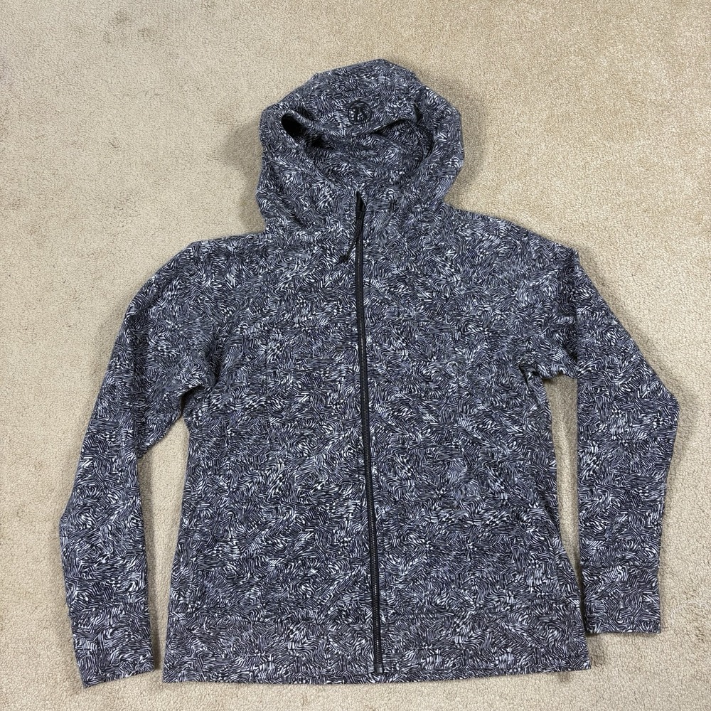Lululemon Scuba Full Zip Hoodie Women's Size 18 Offbeat Alpine White Black Logo